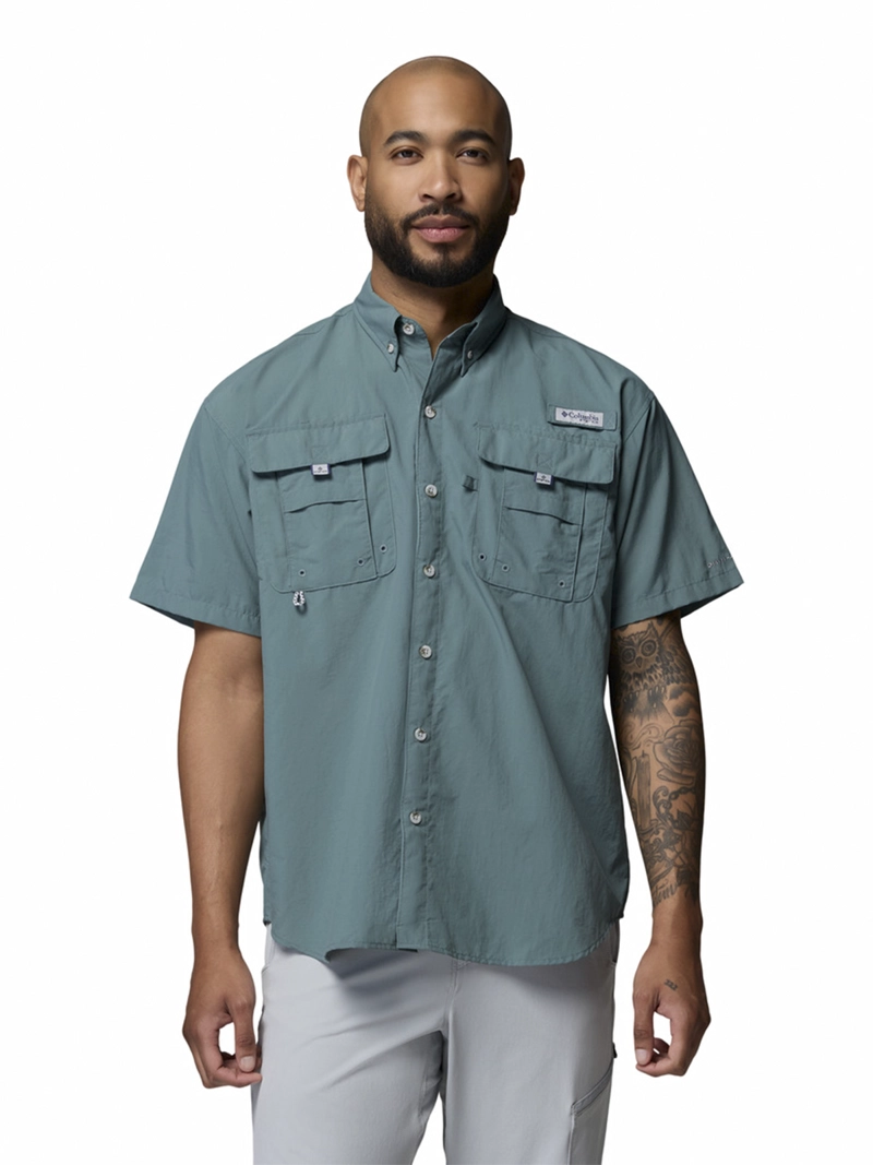 CAMISA HOMBRE BAHAMA II S/S SHIRT AZUL COLUMBIA - 1