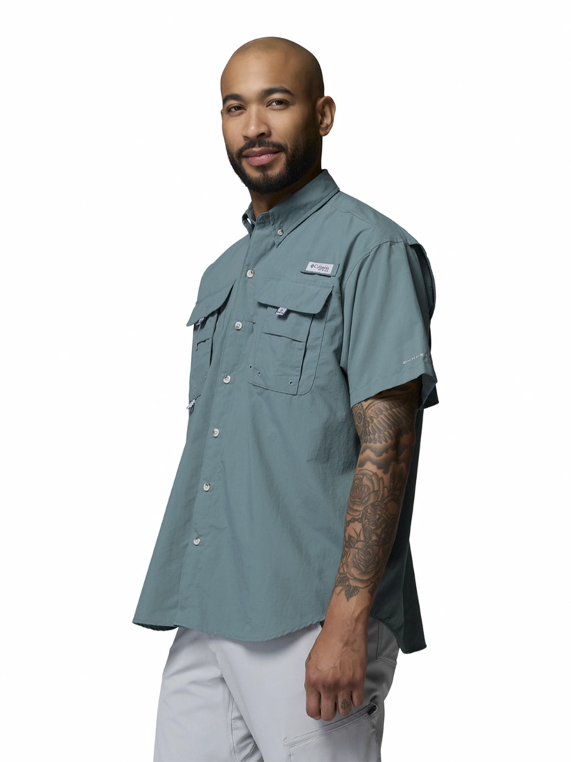 CAMISA HOMBRE BAHAMA II S/S SHIRT AZUL COLUMBIA - 2