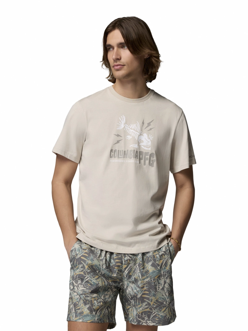 POLERA HOMBRE PFG SHIELD SS GRIS COLUMBIA - 1