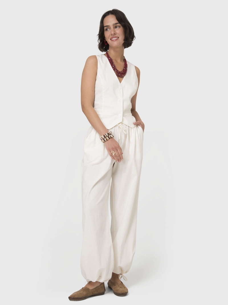 PANTALON MUJER LINEN PANT CRUDO BSOUL - 1