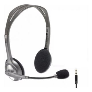 AUDÍFONOS CON MICRÓFONO H111, ALÁMBRICO, 1.8 METROS, GRIS LOGITECH - 1