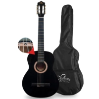 GUITARRA SEVILLANA NEGRA 39 PULGADAS CON ALMA Y FUNDA - 2