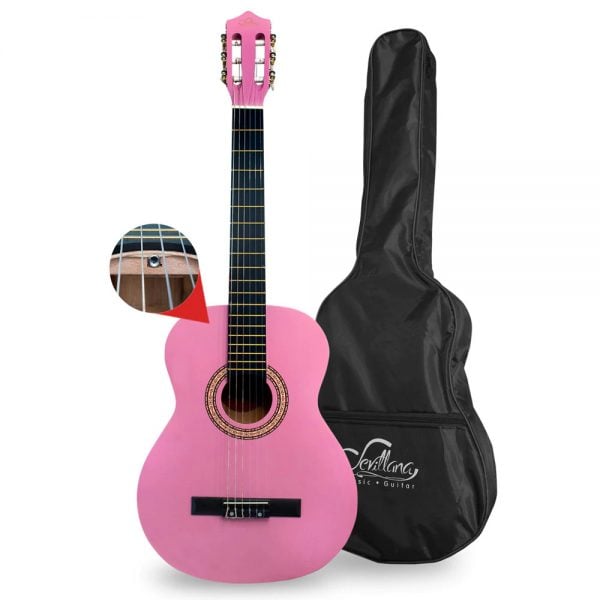 GUITARRA SEVILLANA ROSADA 39 PULGADAS CON ALMA Y FUNDA - 2