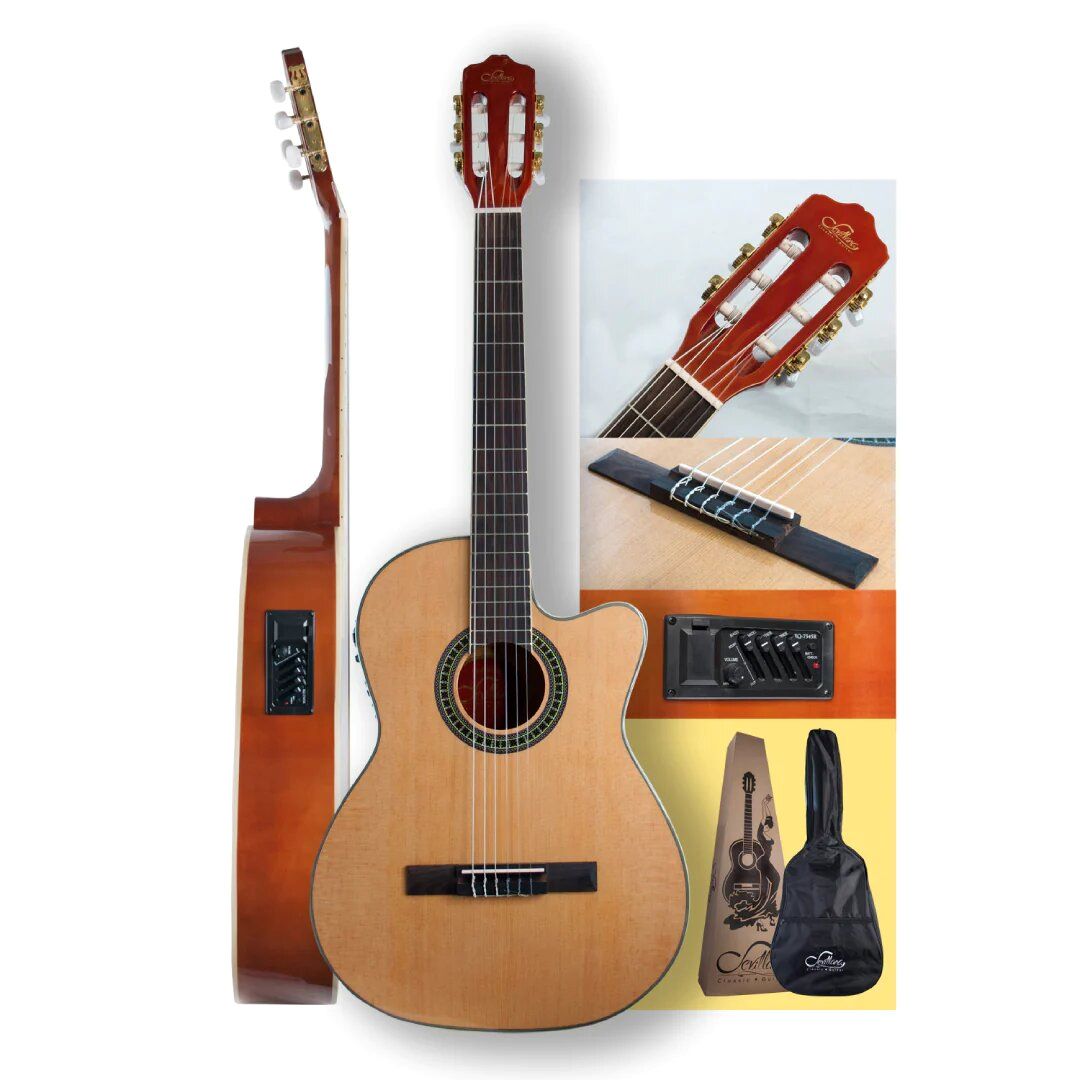 GUITARRA ELECTROACUSTICA SEVILLANA ADULTO CON FUNDA - 2