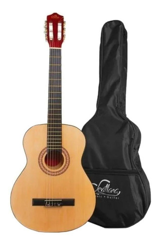 GUITARRA CLASICA SEVILLANA CON ALMA Y FUNDA NATURAL 39 PULGADAS - 1