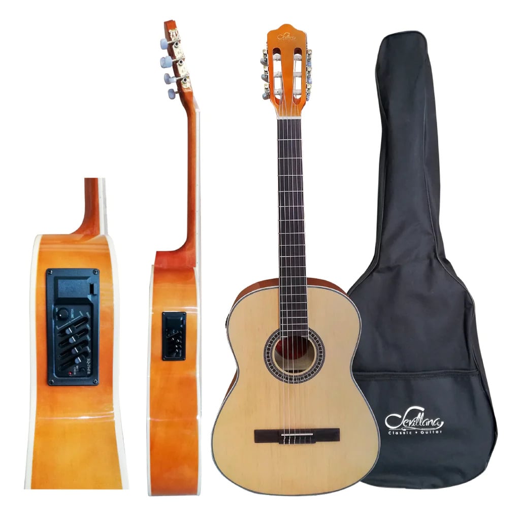 GUITARRA ELECTROACUSTICA SEVILLANA 39 PULGADAS CON ALMA Y FUNDA ULTRA DELGADA - 3
