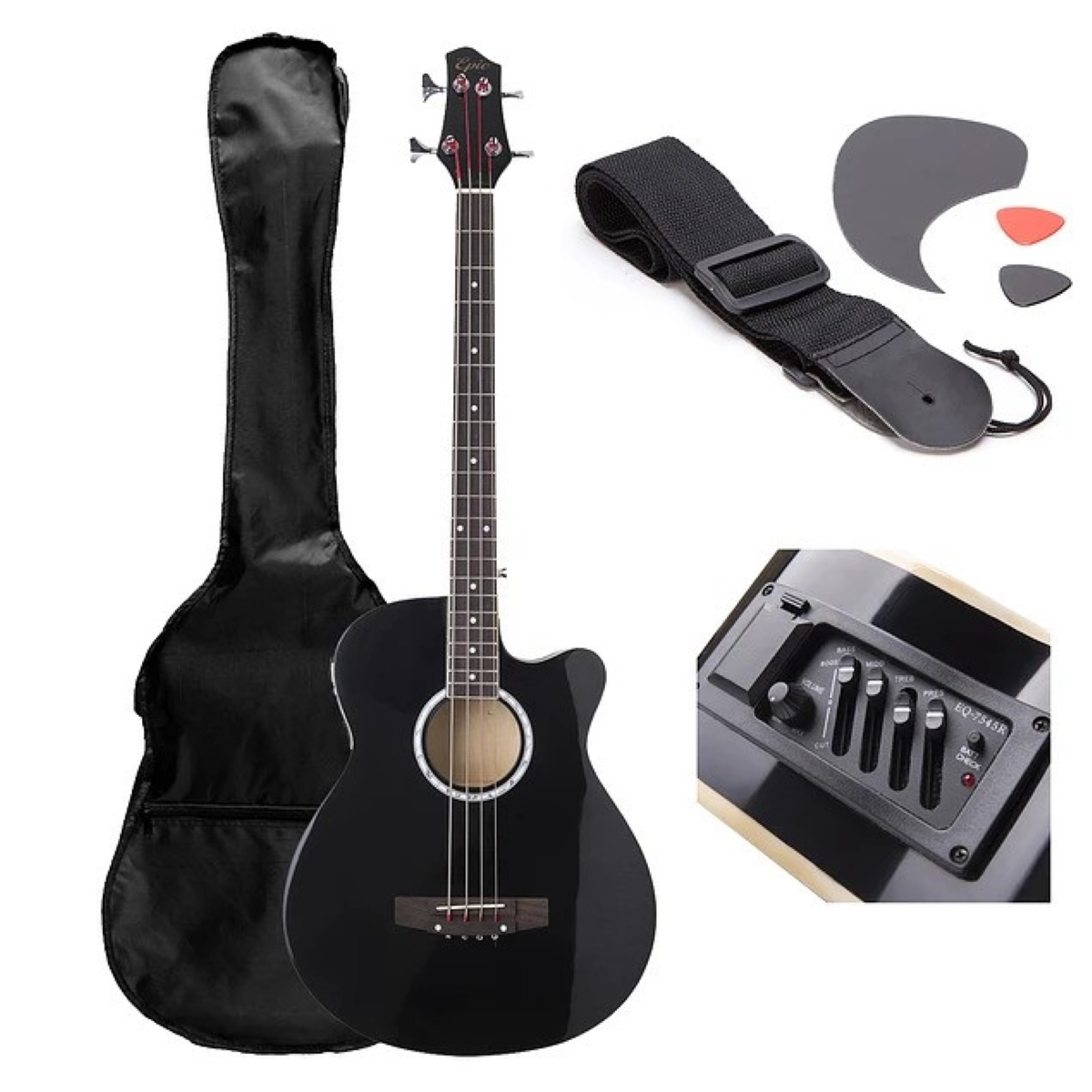 BAJO NEGRO ELECTROACÚSTICO CON FUNDA EPIC 43 PULGADA - 2
