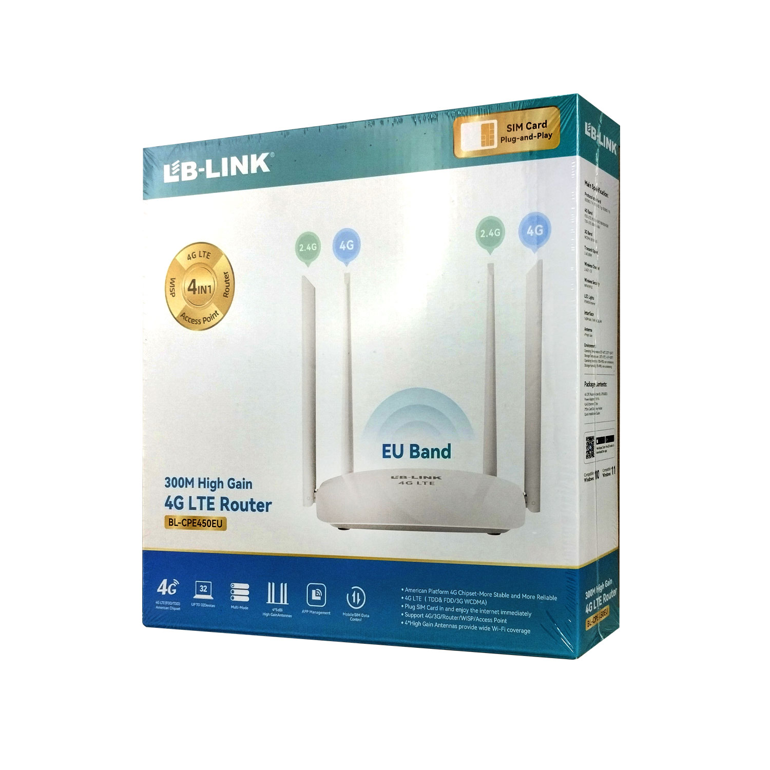 ROUTER VIZMARK BL-CPE450EU 4G 4G LTE N 300MBPS HIGH GANG 4 ANTENAS 5DBI / LB-LINK - 4