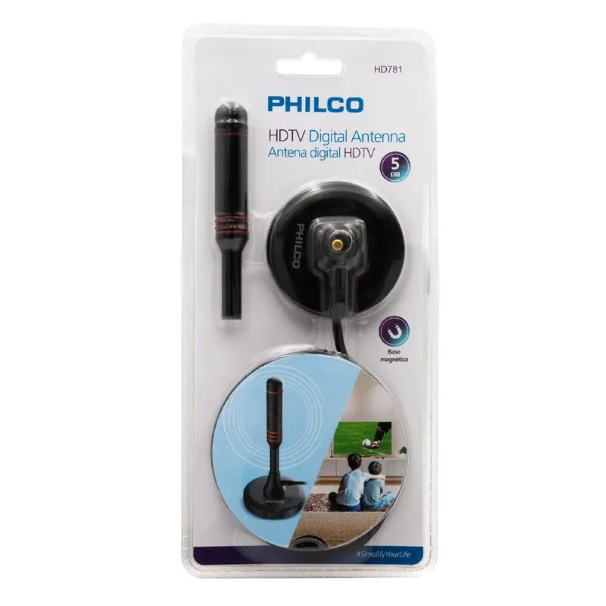 ANTENA DE TV PHILCO DIGITAL 5DBI HDTV HD781 BASE MAGNETICA - 3
