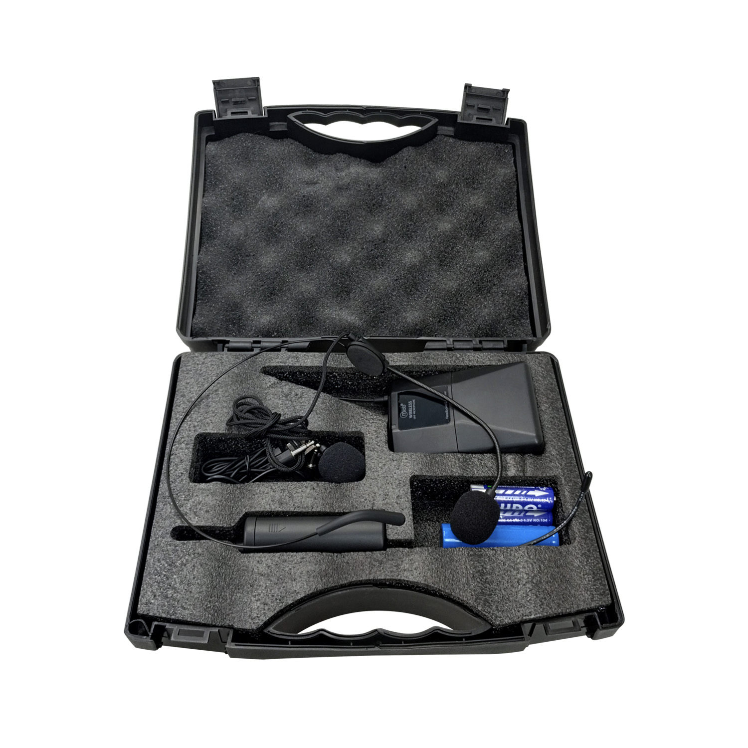 MICRÓFONO MLAB PORTÁTIL INALÁMBRICO UHF 2 EN 1, CINTILLO + LAVALIER HASTA 40MTS - 6