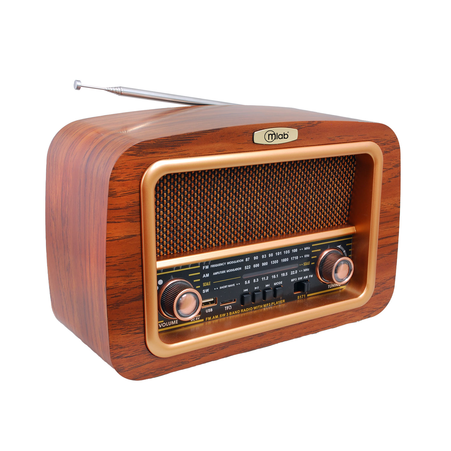 RADIO PORTATIL RETRO MLAB NOSTALGIC RECARGABLE AM/FM USB - 3