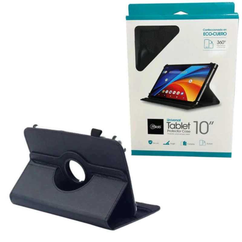 FUNDA PARA TABLET MLAB 9489 10PULGADAS, ROTATORIA, ECO-CUERO, COLOR GRIS - 2
