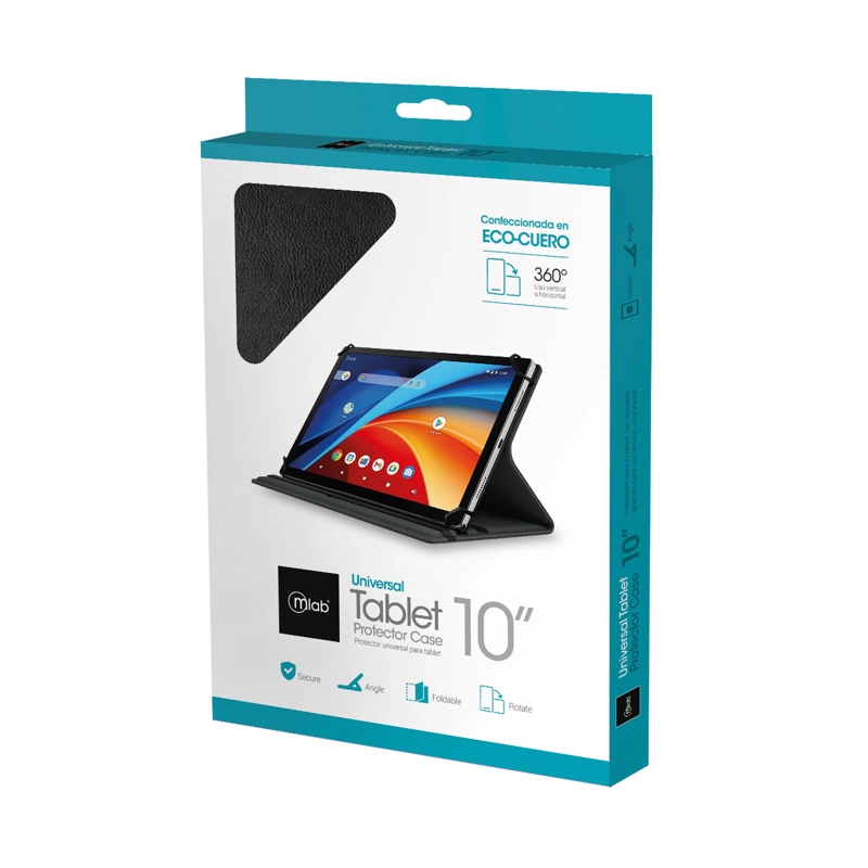FUNDA PARA TABLET MLAB 9489 10PULGADAS, ROTATORIA, ECO-CUERO, COLOR GRIS - 3