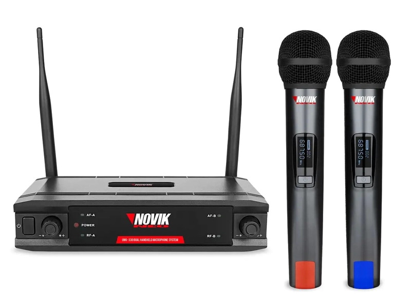 MICROFONO INALAMBRICO DOBLE PROFESIONAL NOVIK UNK330 UHF - 4