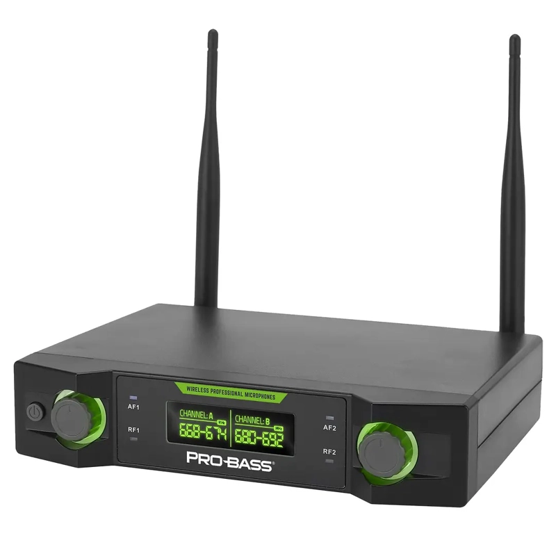 MICROFONO INALAMBRICO DOBLE PROFESIONAL PROBASS UF224 UHF - 4