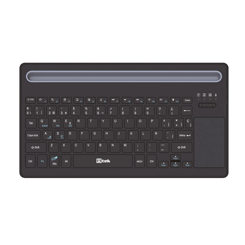 TECLADO INALAMBRICO CON TOUCHPAD BLUETOOTH 5.0 Y 2,4GHZ , RECARGABLE UTEK UT-KBBT900P - 1