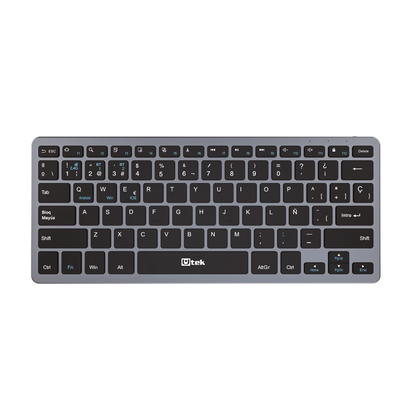 TECLADO INALAMBRICO 2.4GHZ Y BLUETOOTH RECARGABLE UTEK UT-KBBT2100 - 1