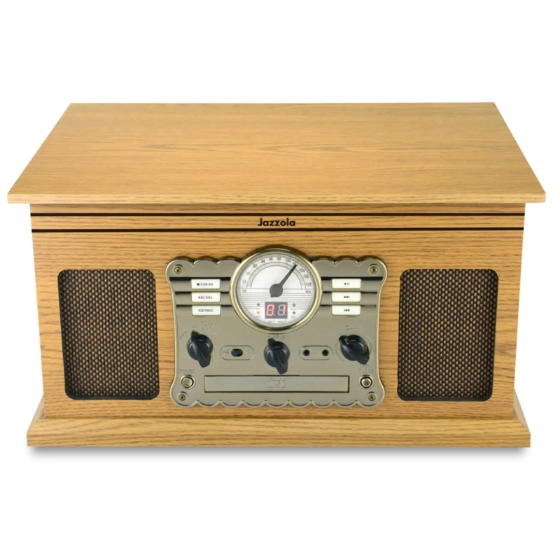 TORNAMESA RETRO 7 EN 1 JAZZ AUDIO JAZZOLA CD Y CASSETTE - 2