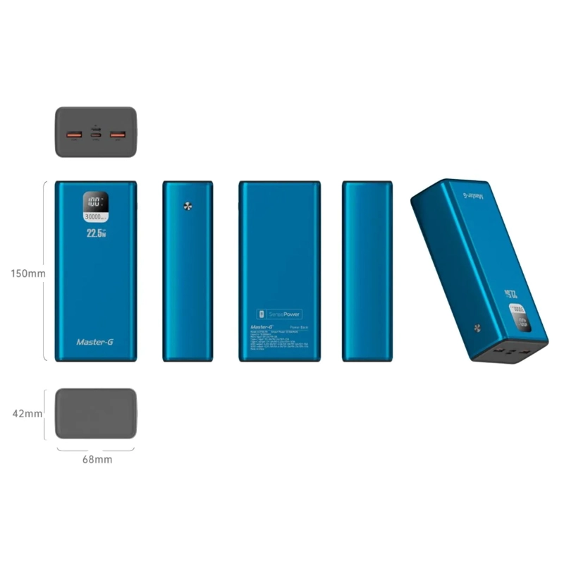 BATERIA EXTERNA POWER BANK 30000 MAH 22.5W UCP20LPD MASTER-G - 4