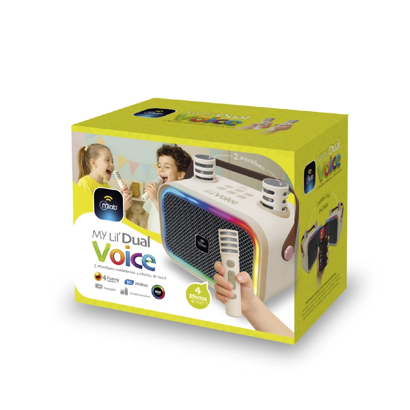 MINI PARLANTE KARAOKE INFANTIL LUCES CON 2 MICROFONOS INALAMBRICOS MLAB 9587 BLANCO - 3