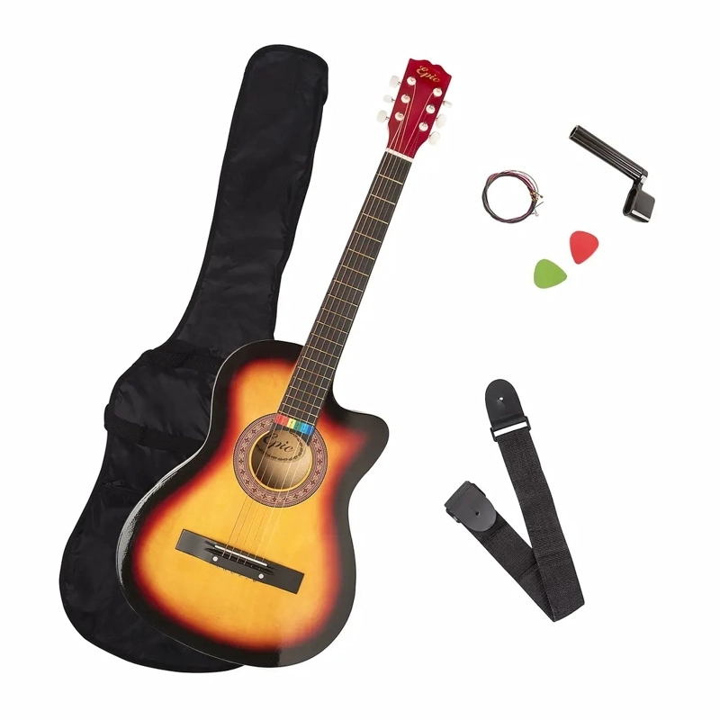 GUITARRA ELECTROACUSTICA EPIC 38 PULGADAS SUNBURT CON FUNDA - 3