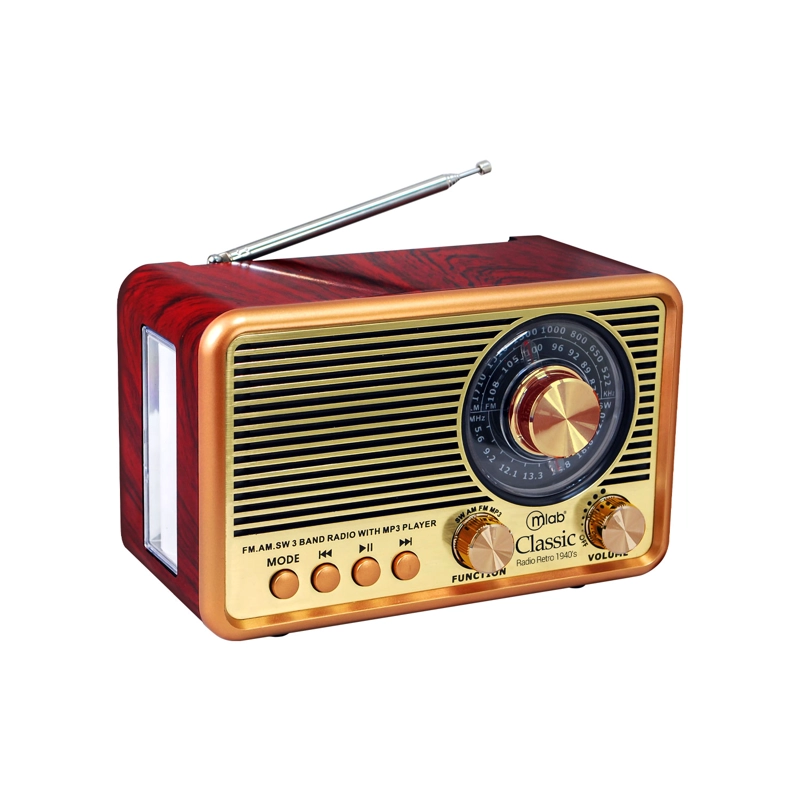 RADIO PORTATIL RETRO MLAB CLASSIC RECARGABLE CON LINTERNA - 1