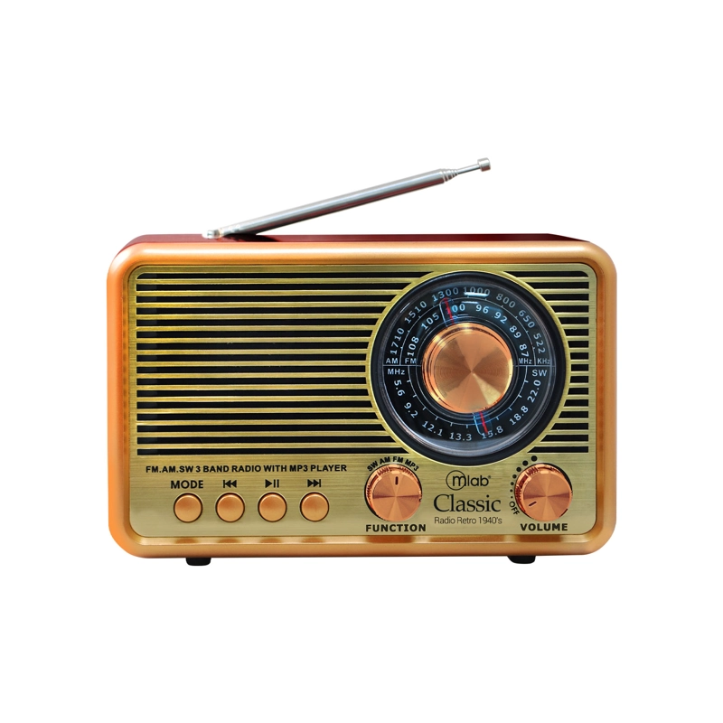 RADIO PORTATIL RETRO MLAB CLASSIC RECARGABLE CON LINTERNA - 2