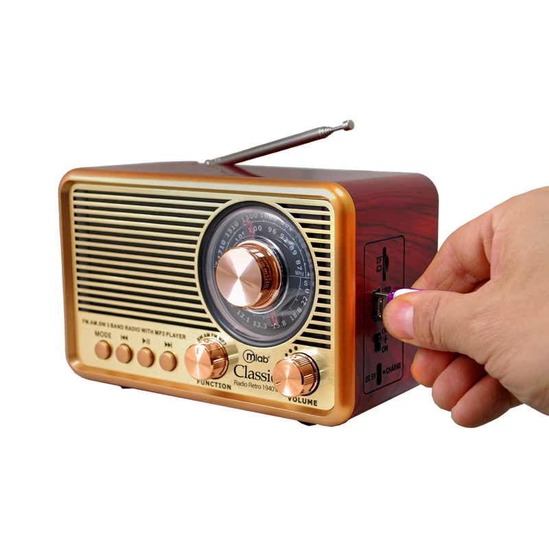 RADIO PORTATIL RETRO MLAB CLASSIC RECARGABLE CON LINTERNA - 3
