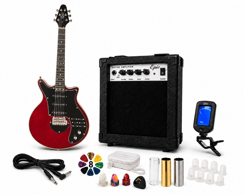 PACK GUITARRA ELECTRICA EPIC SPECIAL BRIAN 39 PULADAS AMPLIFICADOR 10W - 1