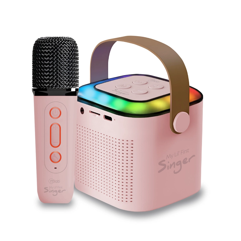 MINI PARLANTE KARAOKE INFANTIL ROSADO CON 1 MICROFONO INALAMBRICO MLAB 9392 - 1