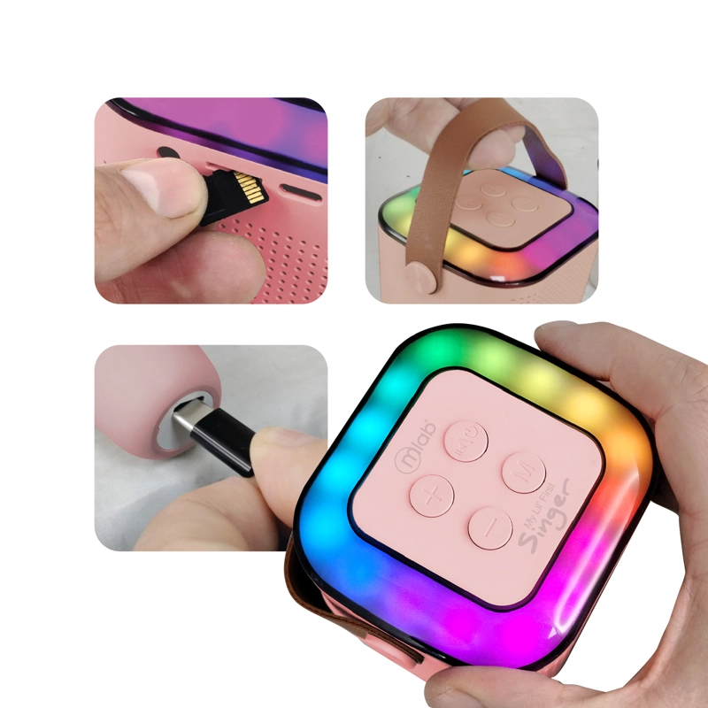 MINI PARLANTE KARAOKE INFANTIL ROSADO CON 1 MICROFONO INALAMBRICO MLAB 9392 - 2