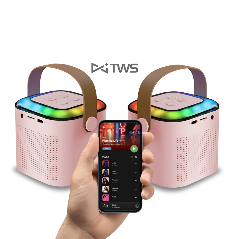 MINI PARLANTE KARAOKE INFANTIL ROSADO CON 1 MICROFONO INALAMBRICO MLAB 9392 - 4