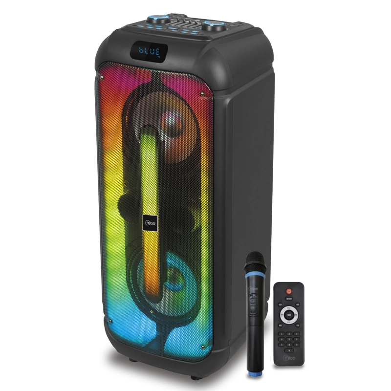 PARLANTE FLAMING SPACEWALKER DOBLE 8 PULGADAS MICROFONO INALAMBRICO LUCES MLAB 9482 - 1