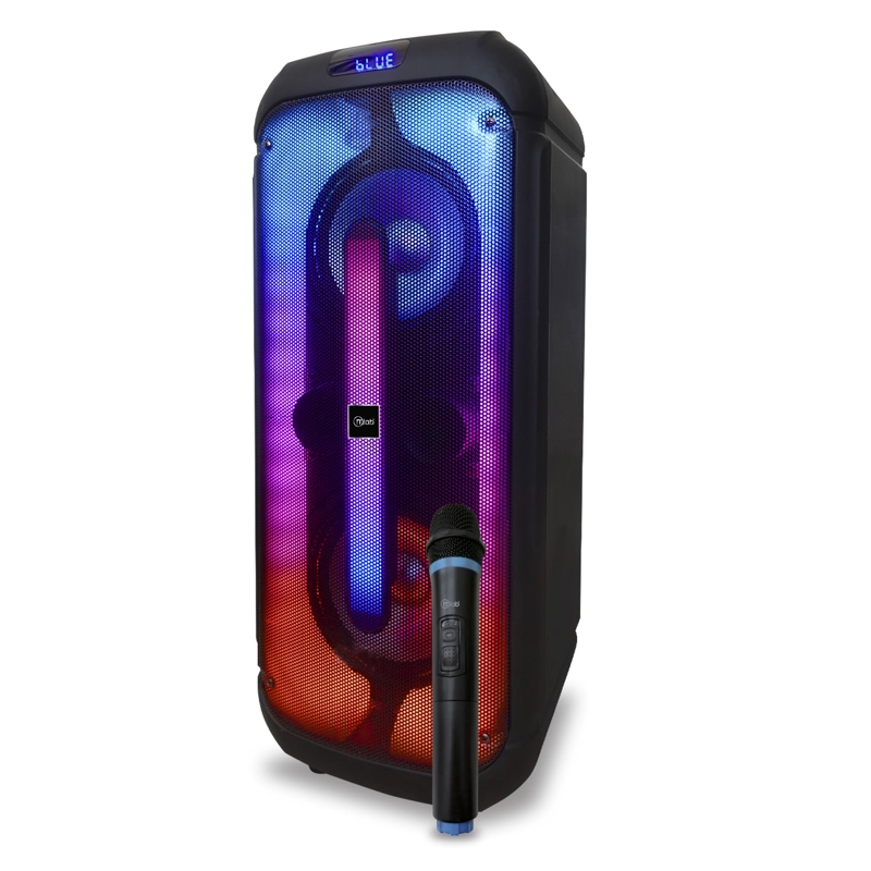 PARLANTE FLAMING SPACEWALKER DOBLE 8 PULGADAS MICROFONO INALAMBRICO LUCES MLAB 9482 - 2