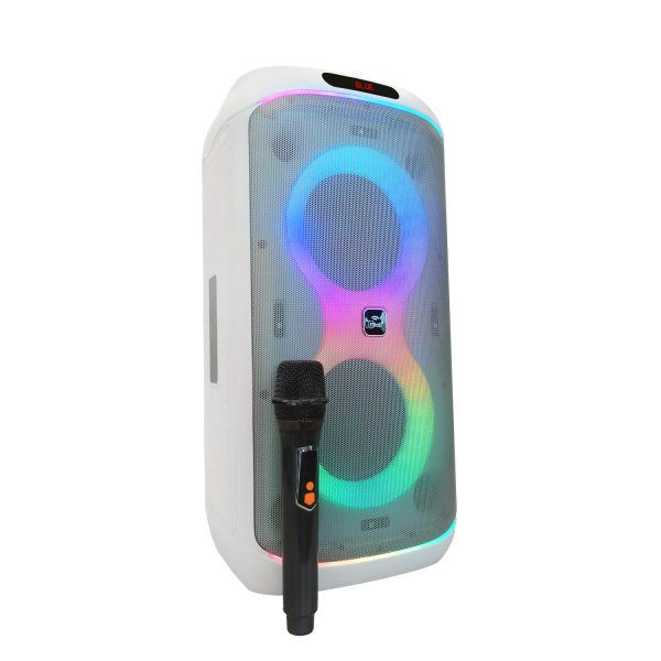 PARLANTE FLAMING PARTY BASS DOBLE 6.5 PULGADAS MICROFONO INALAMBRICO LUCES MLAB 9565 - 1