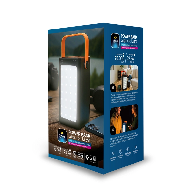 BATERIA EXTERNA POWER BANK CARGA RAPIDA 70000MAH 22.5W MLAB 9669 CON LINTERNA - 3