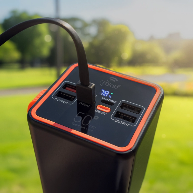 BATERIA EXTERNA POWER BANK CARGA RAPIDA 50000MAH 22.5W MLAB 9668 CON LINTERNA - 2