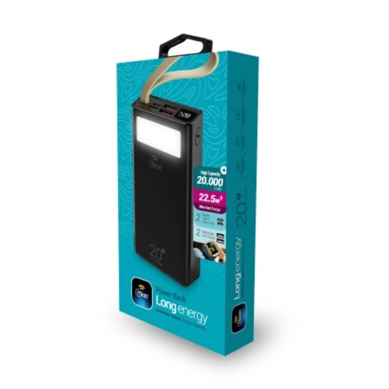 BATERIA EXTERNA POWER BANK CARGA RAPIDA 20000MAH 22.5W MLAB 9662 CON LINTERNA - 3