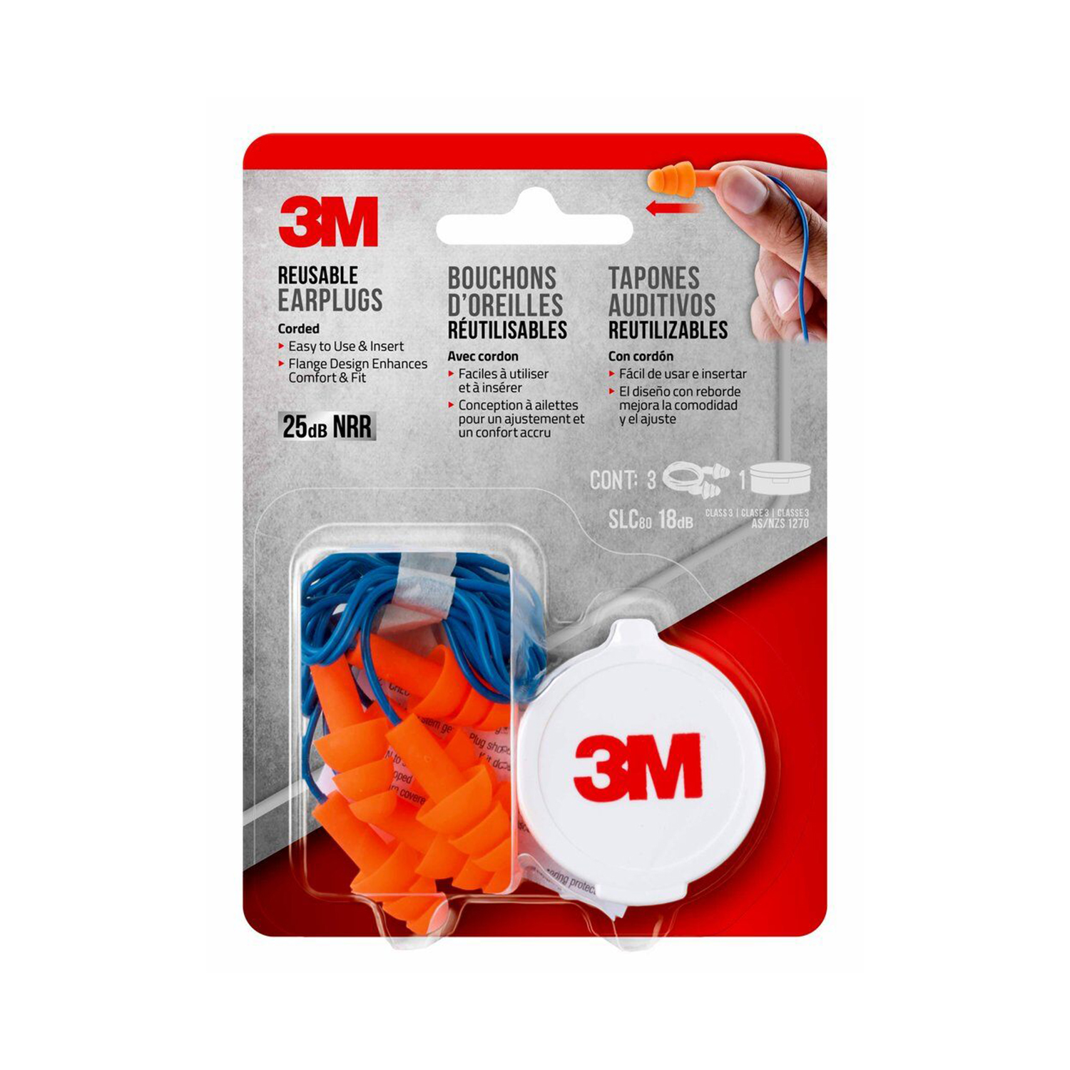 TAPON AUDITIVO REUTILIZABLE 3M CORDON SILICONE FIT 100 PARES - 3