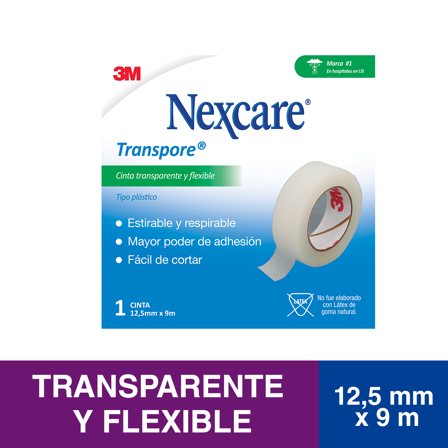 CINTA ADHESIVA MEDICA 3M NEXCARE TRANSPORE BLANCA12.5MM X 9.1MT - 1