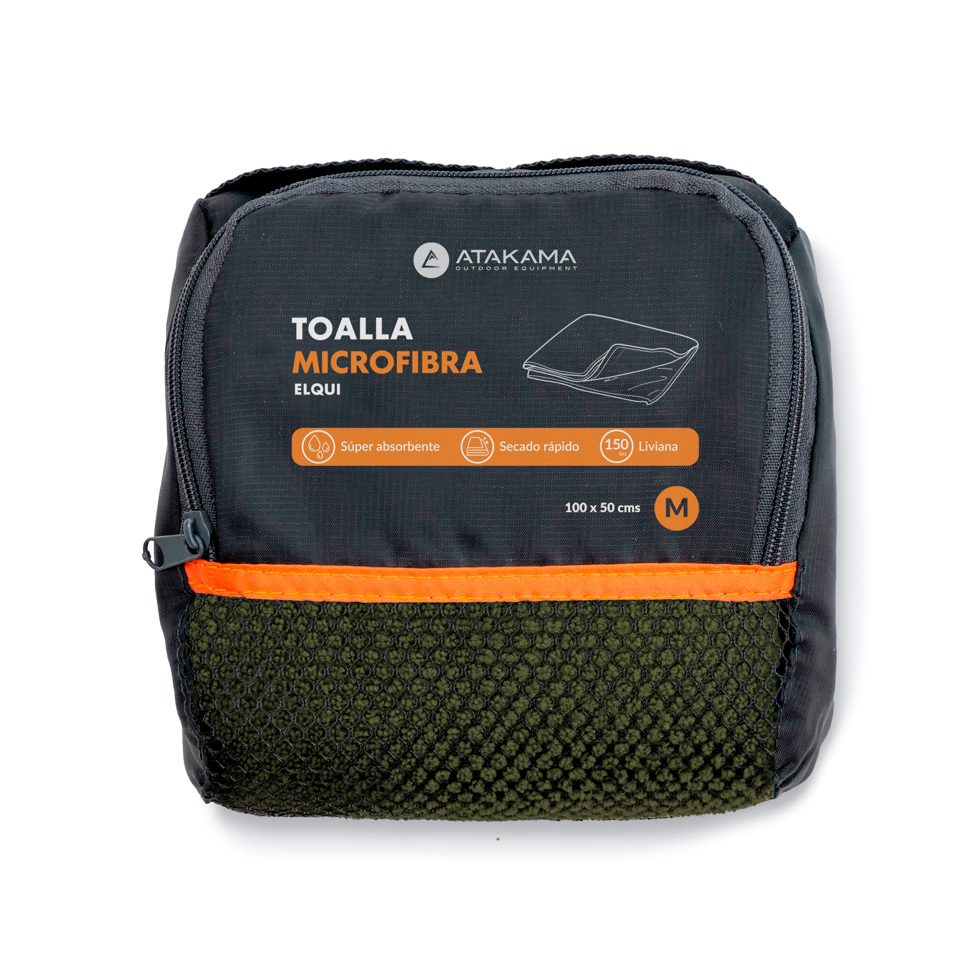 TOALLA ATAKAMA OUTDOOR ELQUI VERDE M MICROFIBRA - 3
