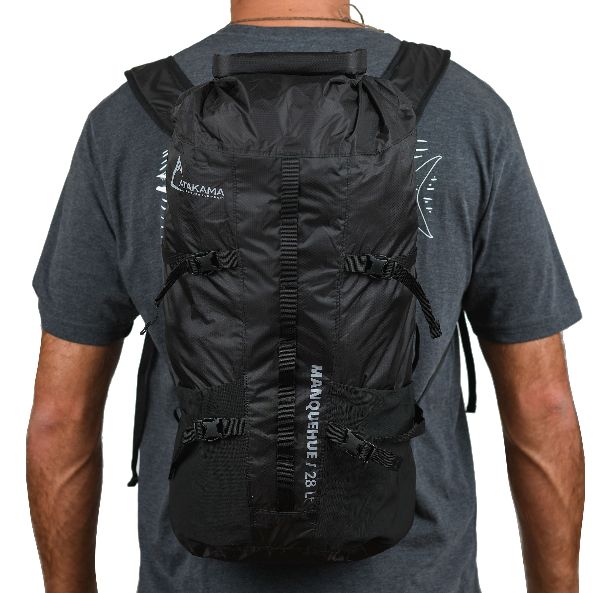 MOCHILA PLEGABLE SECA MANQUEHUE NEGRA 28 LT ATAKAMA OUTDOOR - 2
