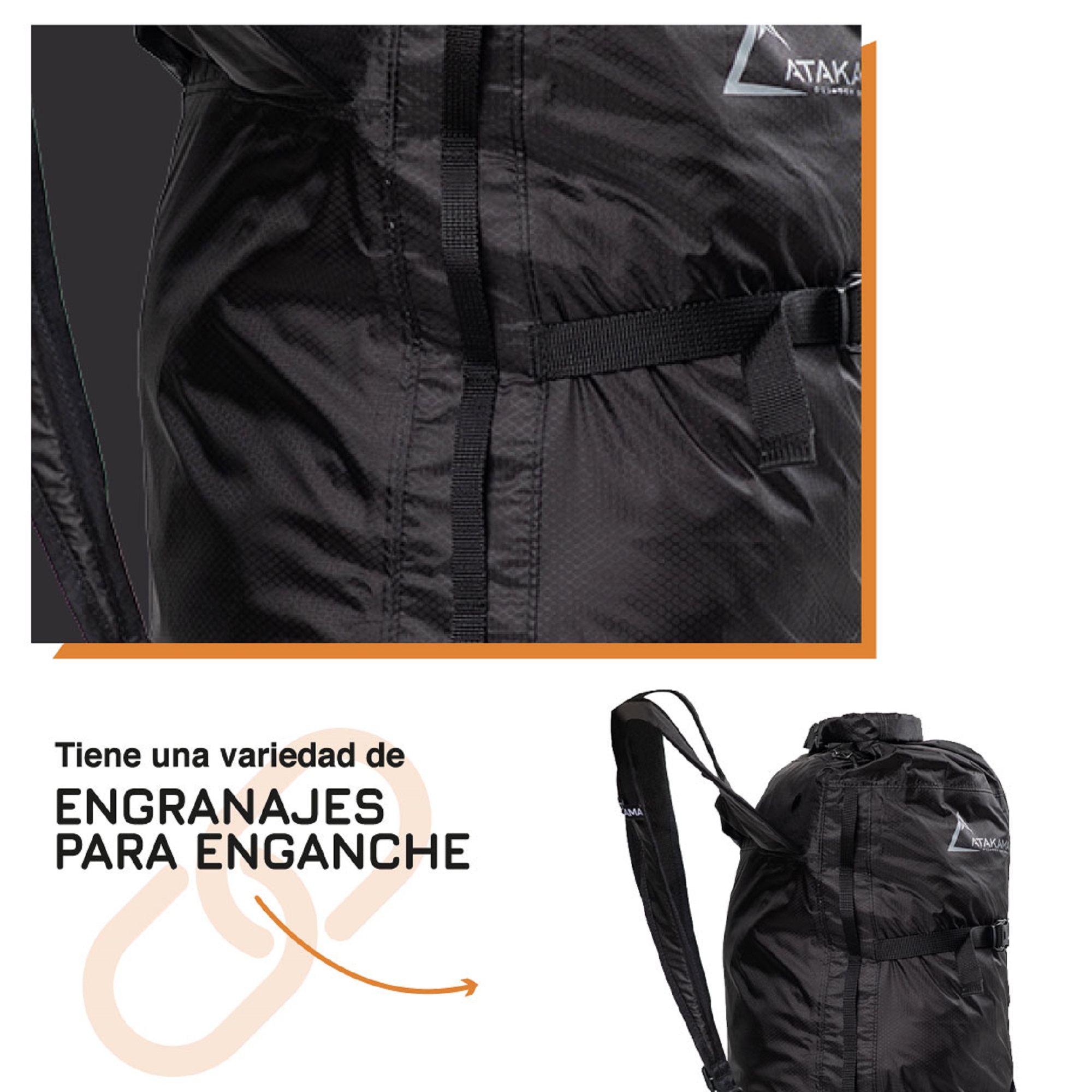MOCHILA PLEGABLE SECA MANQUEHUE NEGRA 28 LT ATAKAMA OUTDOOR - 3