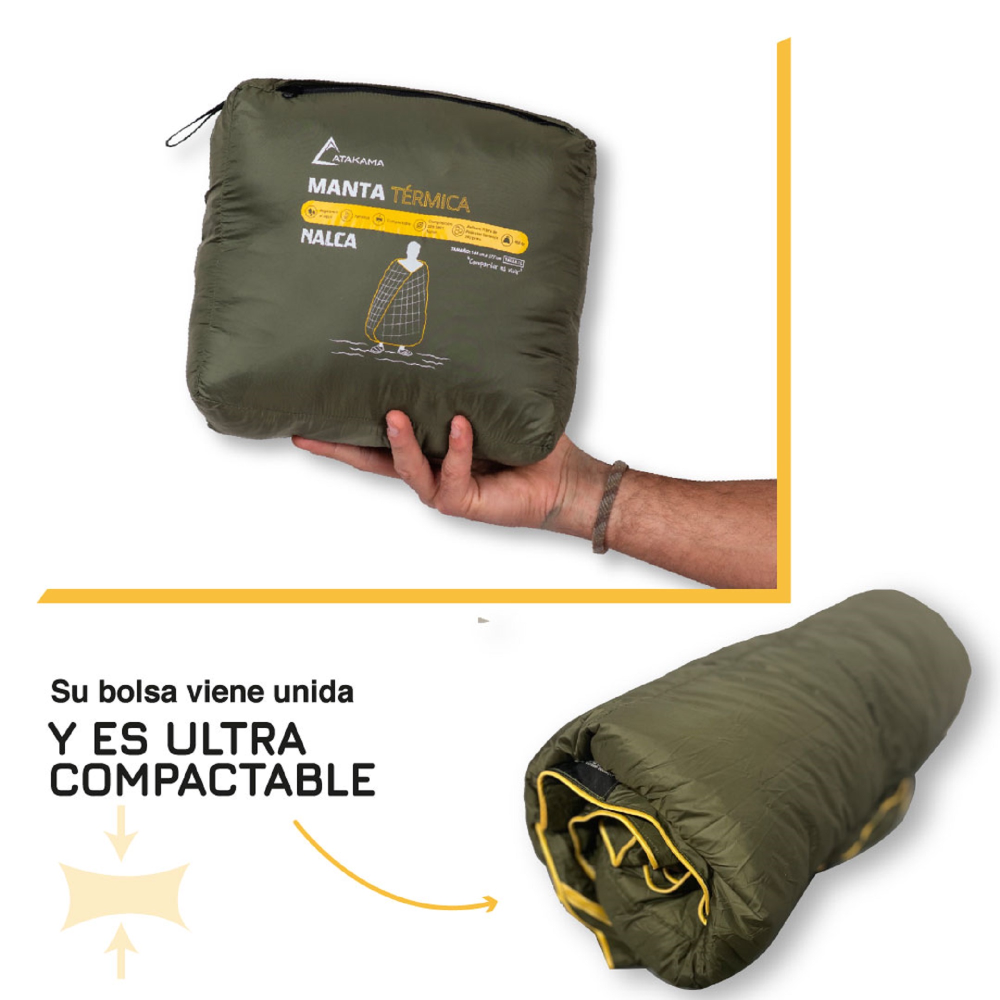 MANTA TÉRMICA ATAKAMA OUTDOOR NYLON RIPSTOP MULTIFUNCIONAL NALCA - 3