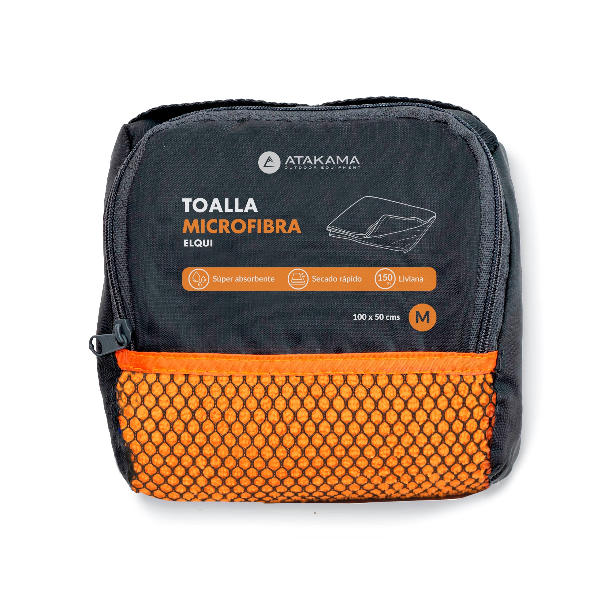 TOALLA ATAKAMA OUTDOOR ELQUI NARANJO M MICROFIBRA - 3