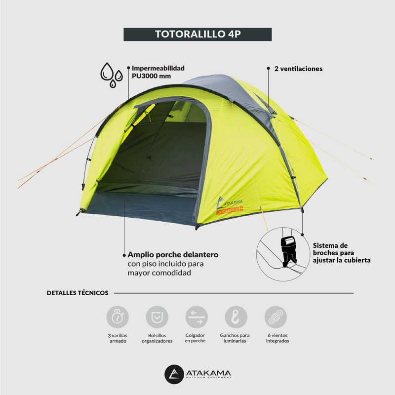 CARPA 4 PERSONAS CAMPING TOTORALILLO ATAKAMA OUTDOOR - 3