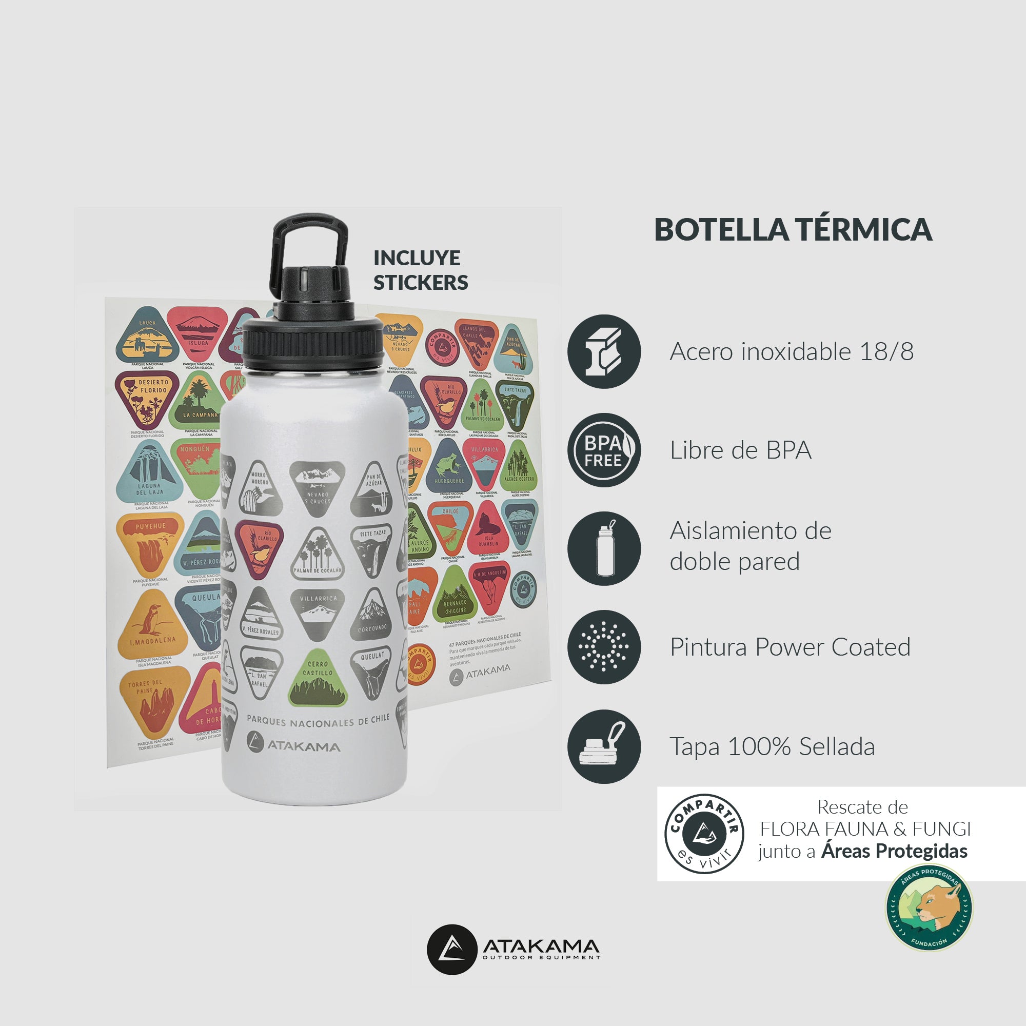 BOTELLA ATAKAMA OUTDOOR 1 L TÉRMICA PARQUES NACIONALES COLECCIONABLES T - 7