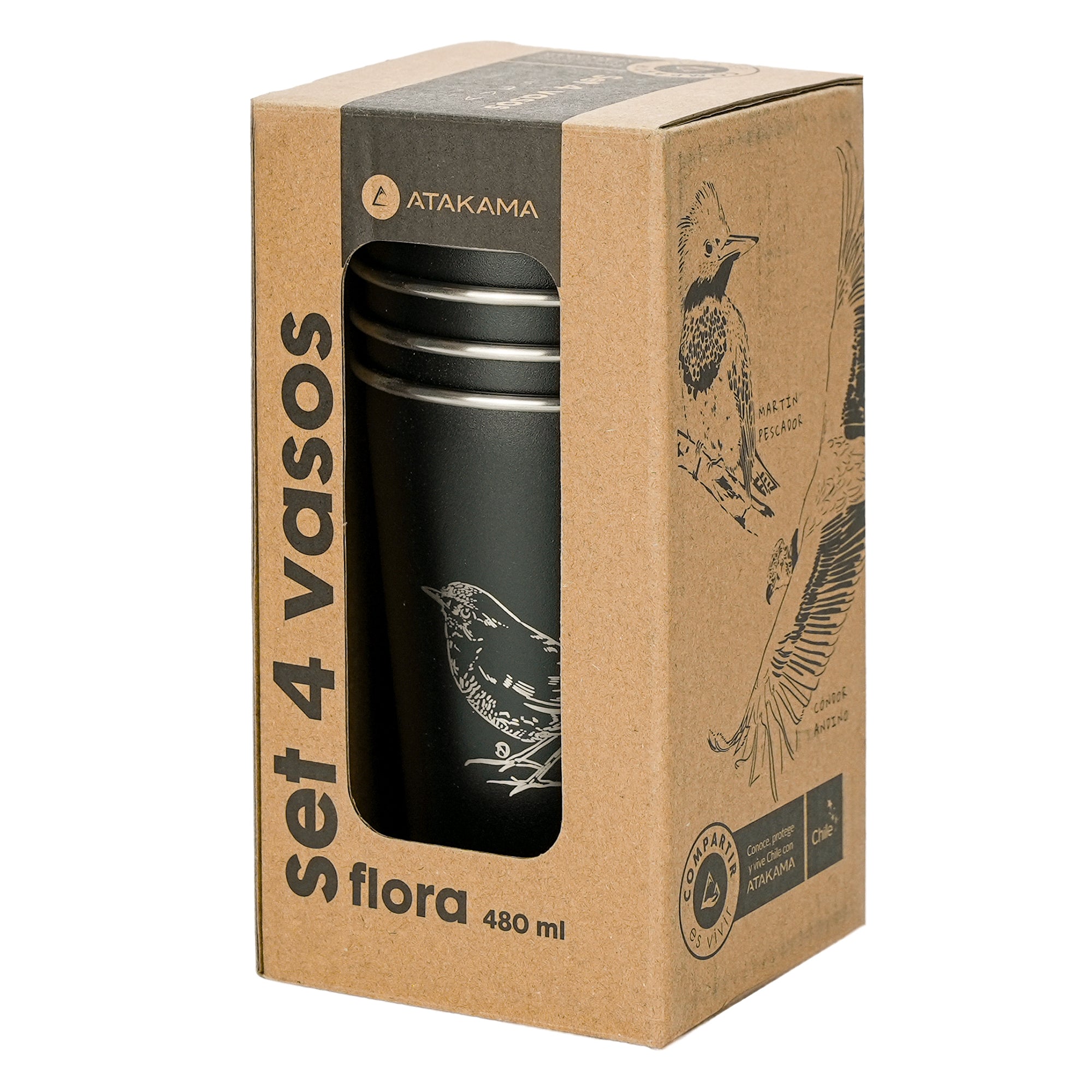 SET DE 4 VASOS ATAKAMA OUTDOOR 480 ML AVES CHILENAS - 3
