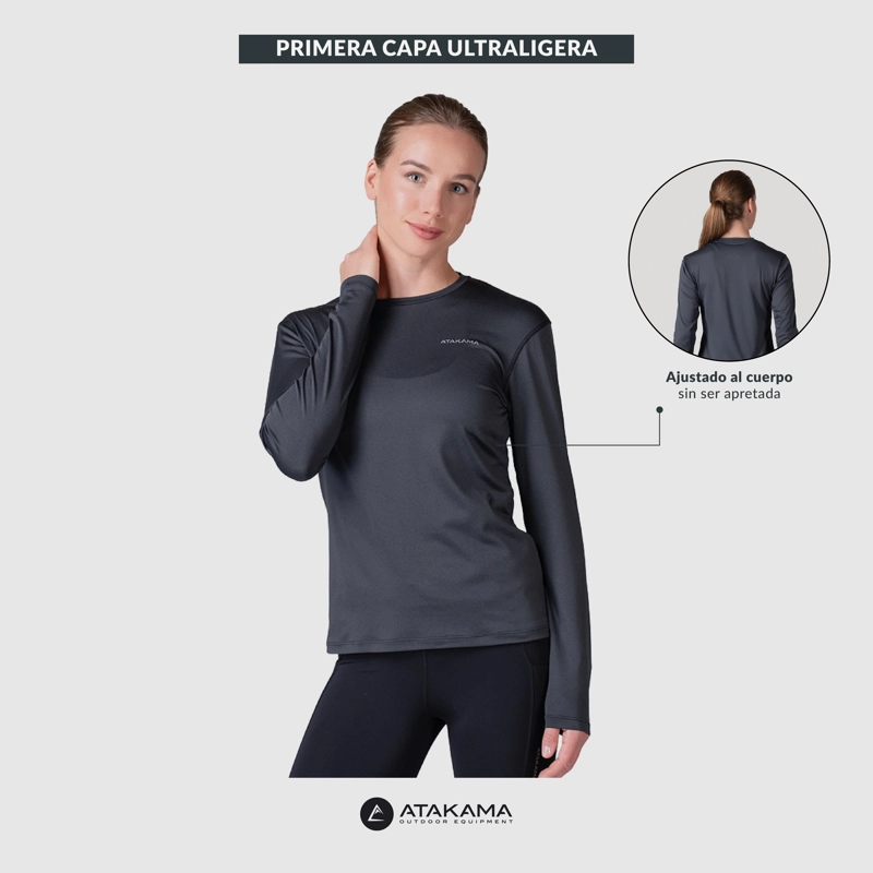 PRIMERA CAPA ULTRA LIGERA MUJER GRIS ATAKAMA OUTDOOR - 6