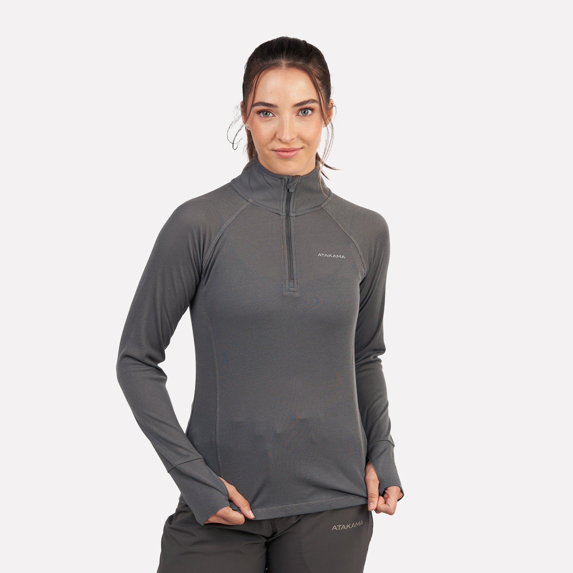 PRIMERA CAPA TÉRMICA MUJER 1/4 ZIP-CUELLO VENTOFIT GRIS CENIZA - 1